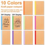 10 Pack Composition Journals Notebook, Kraft Notebooks with Rainbow Spines, Brown Soft Cover A5 Notebooks 5.5” x 8.3” 60 Pages, Lined Paper for School, Office, or Home