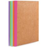 10 Pack Composition Journals Notebook, Kraft Notebooks with Rainbow Spines, Brown Soft Cover A5 Notebooks 5.5” x 8.3” 60 Pages, Lined Paper for School, Office, or Home