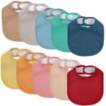 10 Pack Cotton Snap Bibs for Baby Boy Girl, Super Soft Drool Bibs for Teething and Feeding