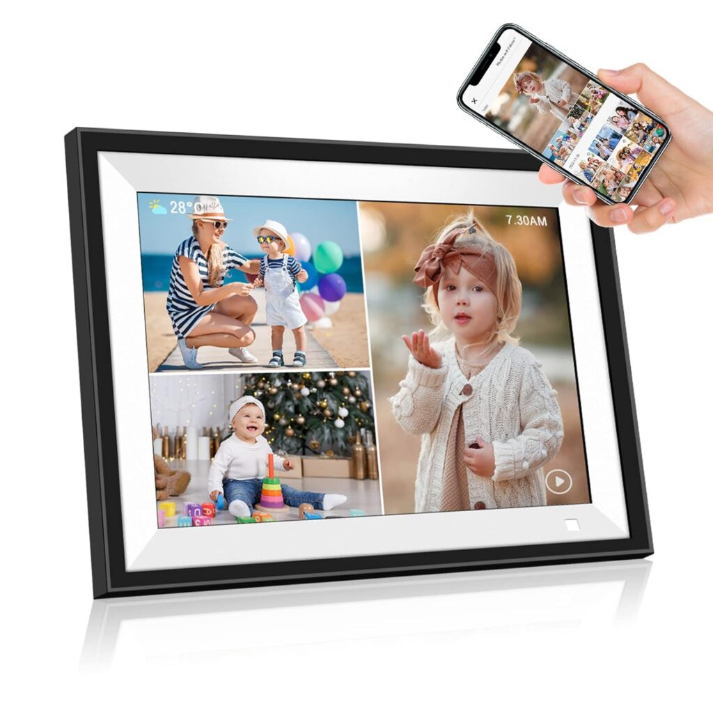 10.1 inch Digital Photo Frame WiFi, Digital Picture Frame with 32GB Storage, Smart Electronic Photo Frames with Email, 1280x800 IPS Touch Screen, Share Photos and Videos from...