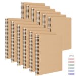 12Pack Spiral Notebook with 10pcs Sticky Tabs,A5 Lined Notebooks120 Pages,Hardcover Notebook for Women Men,Coil Notepad,5.5" x 8.3",Lined Paper for Work, School,Office（Brown）