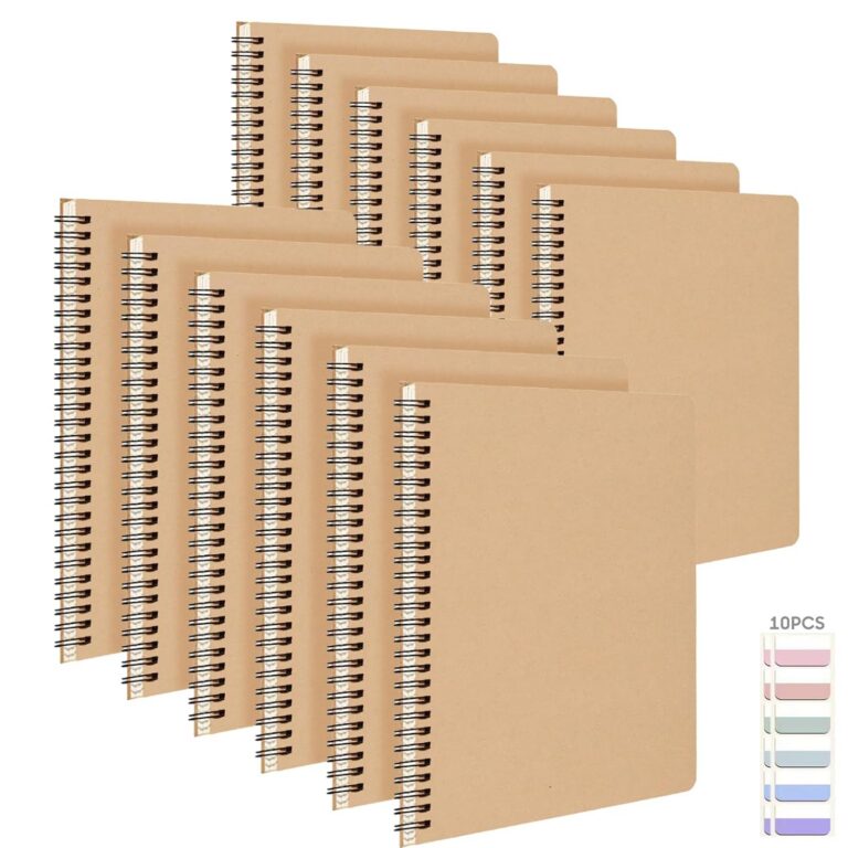 12Pack Spiral Notebook with 10pcs Sticky Tabs,A5 Lined Notebooks120 Pages,Hardcover Notebook for Women Men,Coil Notepad,5.5" x 8.3",Lined Paper for Work, School,Office（Brown）