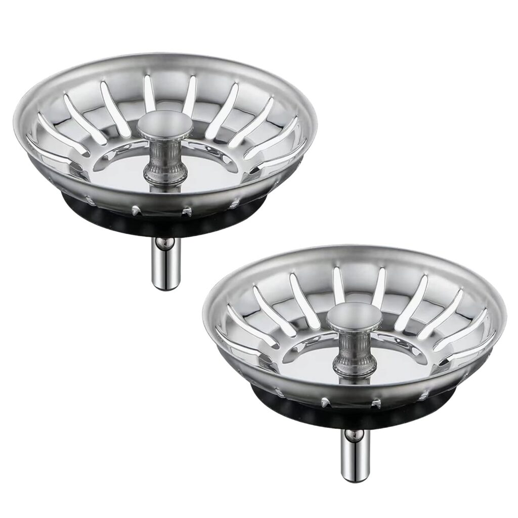 [2 Pack] IUYPKQ Kitchen Sink Strainer - Sink Drain Stopper - Kitchen Sink Plug with Anti-Clogging Basket - Bouchon Evier Cuisine