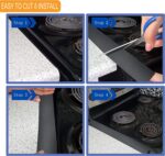 2 Pack Kitchen Silione Stove Counter Gap Cover, Heat Resistant Oven Side Gap Filler (25 Inch, Black)
