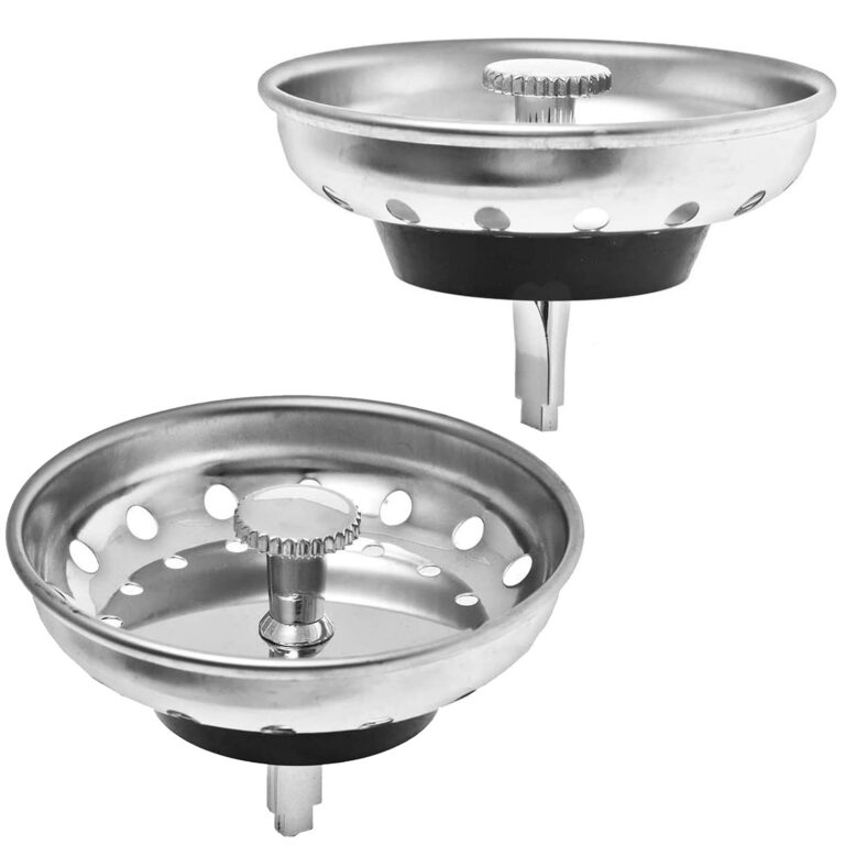 2 Pack - Kitchen Sink Strainer and Stopper Combo Basket Replacement for Standard 3-1/2 inch Drain, Stainless Steel Basket with Plastic Knob, Rubber Stopper Bottom - Hilltop...
