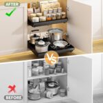 2 Pack Pull Out Cabinet Organizers Expandable (11.6''-17.5''), Plastic Slide Out Drawers for Kitchen, Bathroom, Pantry, Under Sink Storage, Pull Out Drawers Fixed with Adhesive...