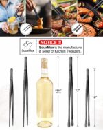 2 Pcs 12-inch Cooking Tweezers Tongs Precision Serrated Tips, Stainless Steel Professional Chef Tweezer Kitchen Tools for BBQ, Plating and Serving