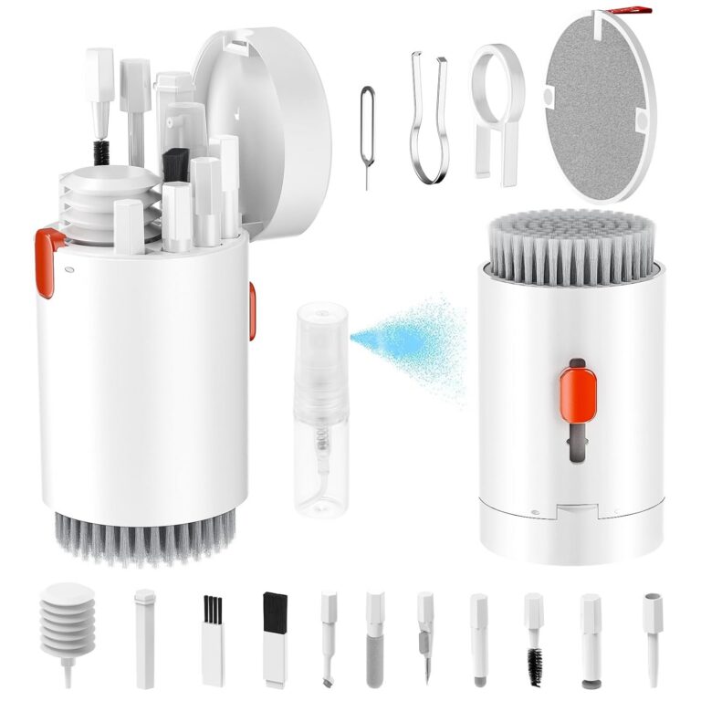 20-in-1 Laptop & Phone Screen Cleaner Kit – Computer Keyboard & Camera Cleaning Tools for iPhone, MacBook, iPad, AirPods, PC, Monitor, TV, Tablet & Car Screens-White