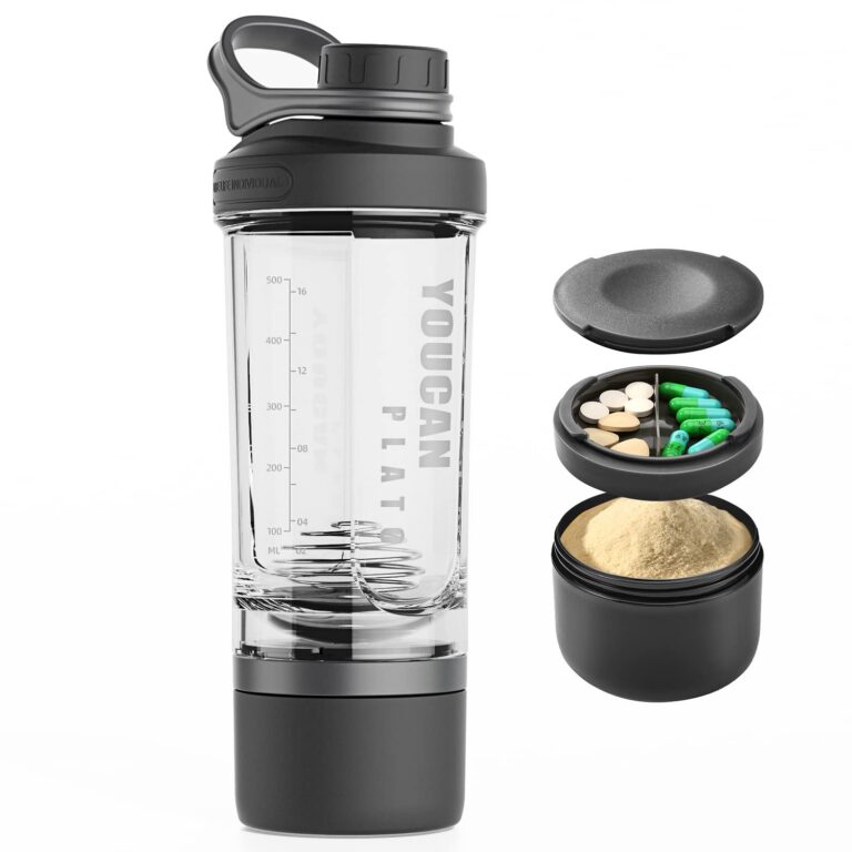 21oz Protein Shaker Bottle with Powder Storage Container,Shaker Bottle for Protein Shakes,Blender Shaker Bottle,Shaker Cup,pre workout bottle,Made with Tritan BPA Free,with Wire...