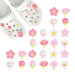 24 PCS Flower Shoe Charms for Girls and Women Daisy Peach Blossom Floral Cartoon Shoe Charms Pack Cool Trendy Shoe Decoration Accessories