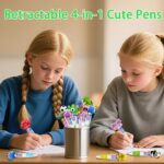 24PCS Fun Pens Assorted Multicolor Pen in One Bulk, 4-in-1 Cute Pen Mini Kawaii Pens Ballpoint Pens for Student Teacher Class School Office Home