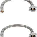 (2pcs 12 inch) PLUMBINGMASTER Toilet Water Supply Line,3/8" Comp x 7/8" BC Braided Stainless Steel Toilet Supply Line,Toilet Connector Hose with Anti-Leaking Brass Nut