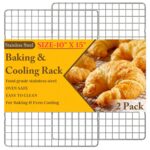 2PCS Cooling Racks for Cooking and Baking - 10" x 15"Heavy Duty Stainless Steel Wire Rack for Baking, Grilling, Roasting - Oven & Dishwasher Safe - Fits Jelly Roll Sheet Pan-Silver