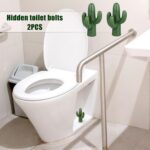 2pcs Toilet Bolt Caps, Ceramic Cute Cactus Covers Toilet Screw Bolts Toilet Nut Bolt Covers Easy Installation Set for Bathroom Toilet Decoration