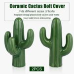 2pcs Toilet Bolt Caps, Ceramic Cute Cactus Covers Toilet Screw Bolts Toilet Nut Bolt Covers Easy Installation Set for Bathroom Toilet Decoration
