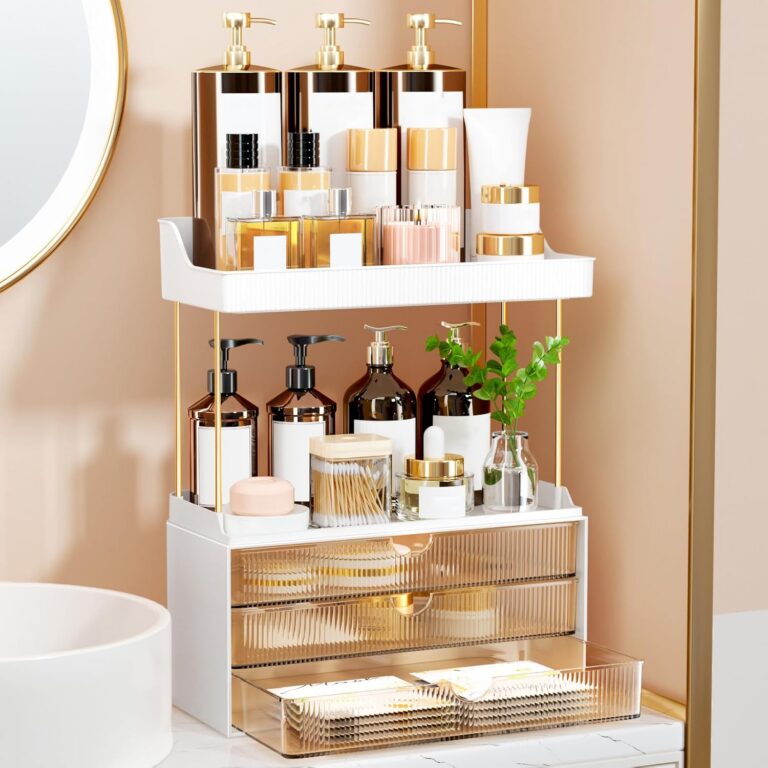 3 Drawers Makeup Organizer - 5 Tier Bathroom Organizers and Storage, Stackable Versatile Perfume Vanity Organizer, Ideal for Cosmetic, Large Skincare, Face Mask, Office...