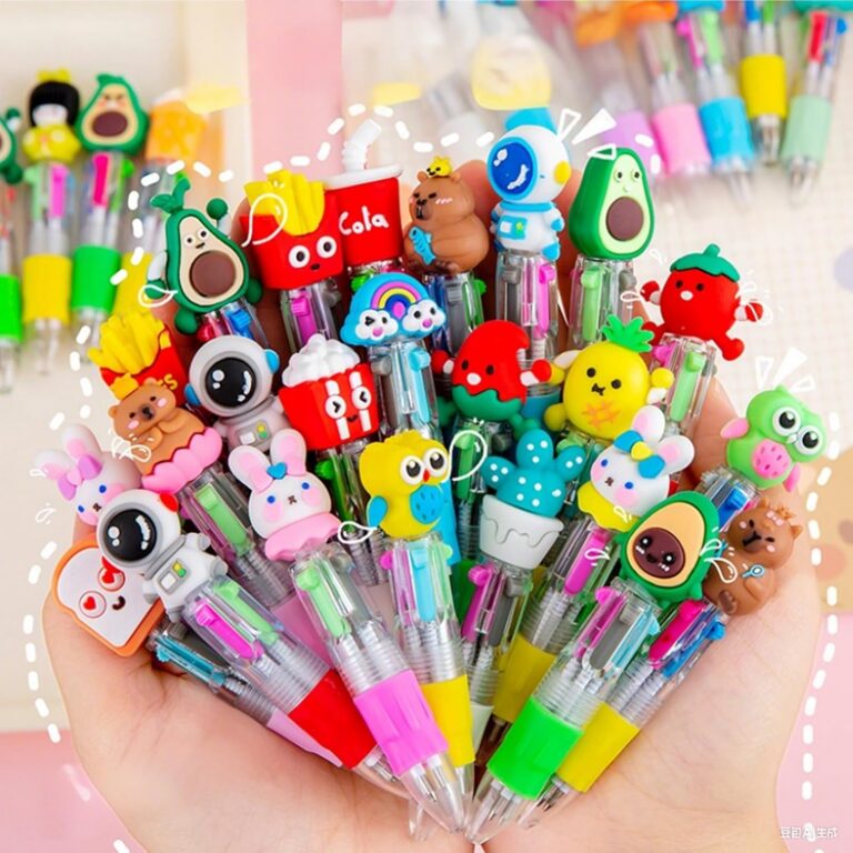 30PCS Retractable Ballpoint Pens – 4-in-1 Multicolor Mini Pens,Fun Cute Animals Pens,Party Goodie Bag Fillers,Birthday Office School Supplies Gifts, Classroom Reward...