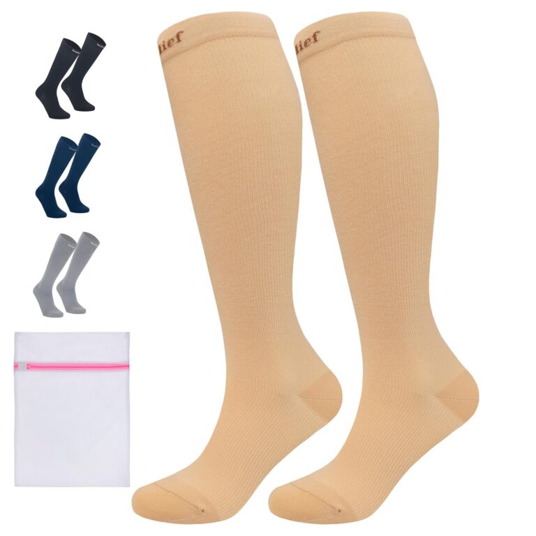 360 RELIEF 2 Pairs Compression Socks for Women & Men - 15-20 mmHg Compression Stocking Best Support for Running, Nurse, Travel, Flying + Laundry Bag