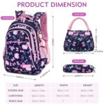 3PCS School Backpack for Girls, Kids Bookbags Set Primary Girls Students (Daypack + Lunch Bag + Pencil Case) (Navy Blue)