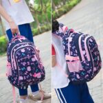 3PCS School Backpack for Girls, Kids Bookbags Set Primary Girls Students (Daypack + Lunch Bag + Pencil Case) (Navy Blue)