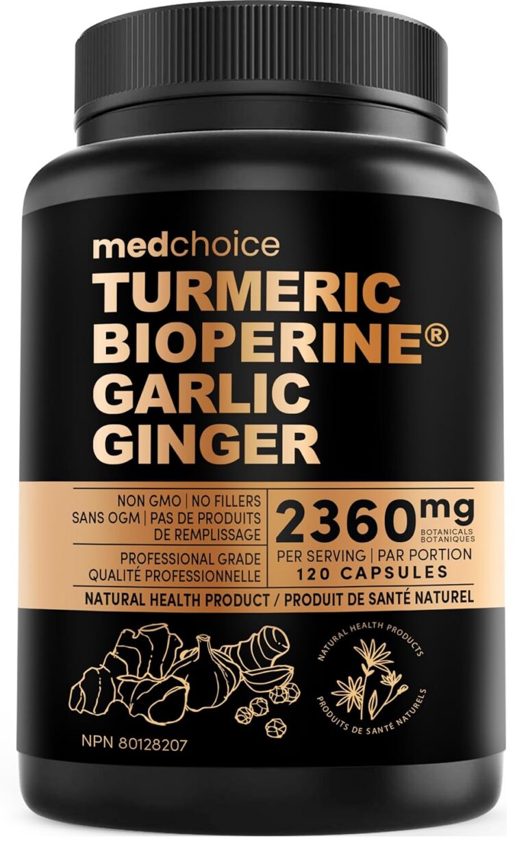 4-in-1 Turmeric and Garlic Supplements with Bioperine 2360 mg Turmeric Ginger Root Capsules with Garlic for Joint, Digestion & Immune Support (120 ct)
