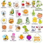 400 Pcs Teacher Stickers for Kids, Punny Motivational Reward Supplies, Fun Cute Positive Animal Incentives for Students Classroom (20 Sheets)