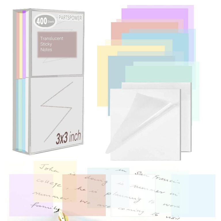 400 Sheets Pastel Transparent Sticky Notes, 3x3 inch See Through Sticky Notes, for Reading Writing Notes Book Markers, Office School Supplies, 50 Sheets/Pad (8 Pads)