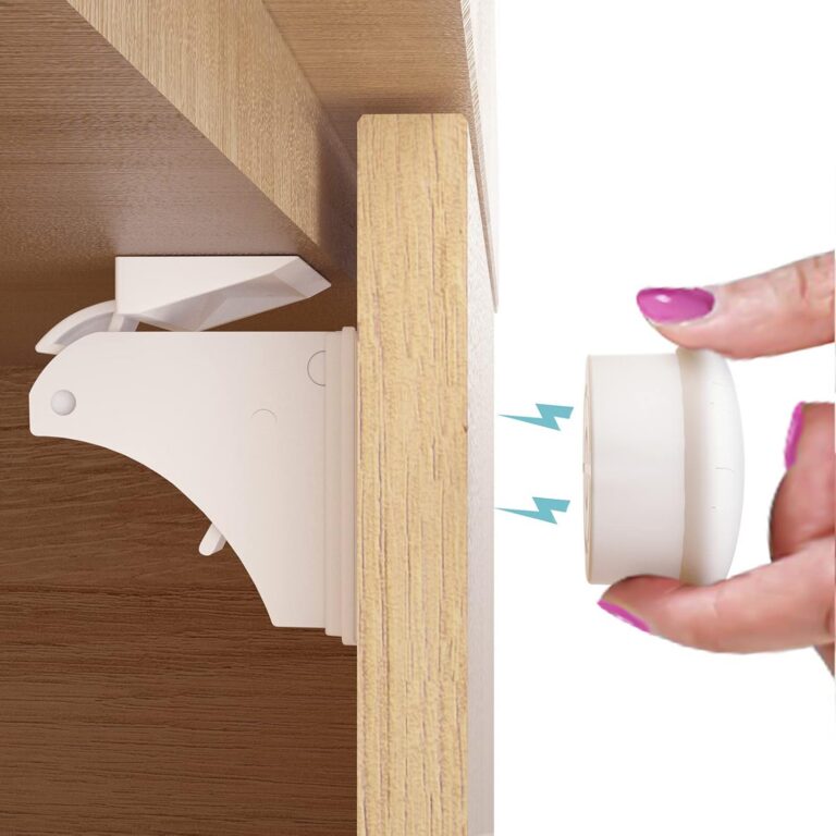 4our Kiddies 12 Pack Child Safety Magnetic Cabinet Locks with 2 Keys, No Drill Baby Proofing Drawer Locks for Baby Safety, Invisible Adhesive Magnetic Cupboard Locks for Kitchen...