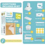 4our Kiddies 12 Pack Child Safety Magnetic Cabinet Locks with 2 Keys, No Drill Baby Proofing Drawer Locks for Baby Safety, Invisible Adhesive Magnetic Cupboard Locks for Kitchen...