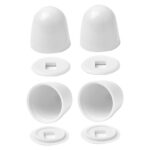 4Packs Universal Toilet Bolt Caps, Round Plastic Push-On Toilet Bowl Bolt Caps Covers, with Extra Washers for Easy Installation, 1.44 Inch Height, White Color
