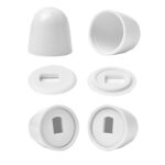 4Packs Universal Toilet Bolt Caps, Round Plastic Push-On Toilet Bowl Bolt Caps Covers, with Extra Washers for Easy Installation, 1.44 Inch Height, White Color