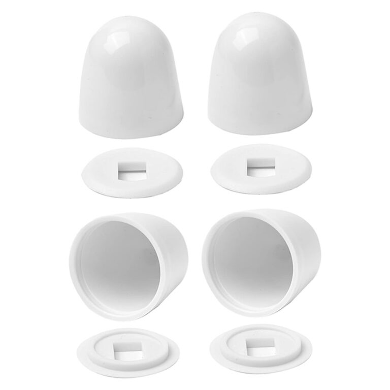 4Packs Universal Toilet Bolt Caps, Round Plastic Push-On Toilet Bowl Bolt Caps Covers, with Extra Washers for Easy Installation, 1.44 Inch Height, White Color
