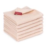 6-Pack Kitchen Dish Cloths, 100% Cotton Waffle Weave, Ultra Soft Absorbent, Quick Drying Dish Towels, 12x12 Inches, Beige
