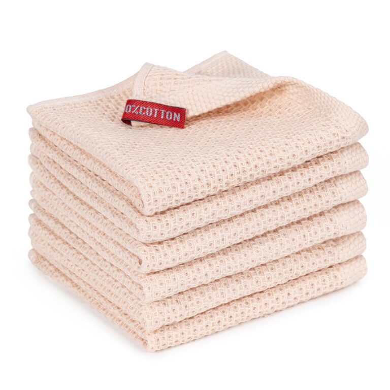 6-Pack Kitchen Dish Cloths, 100% Cotton Waffle Weave, Ultra Soft Absorbent, Quick Drying Dish Towels, 12x12 Inches, Beige