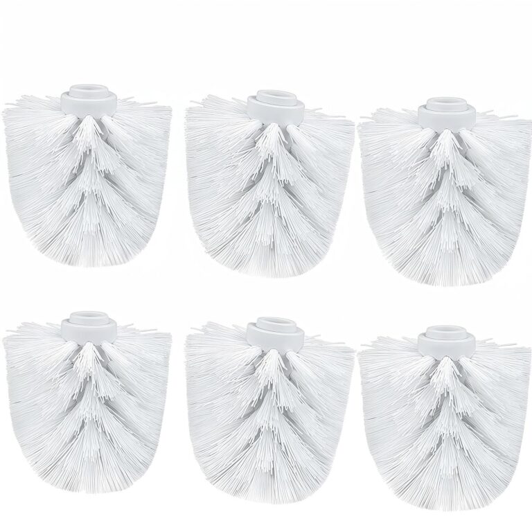 6 Pack Toilet Bowl Brush Replacement Head, WizeFolk Premium Toilet Scrub Brush Cleaning Round Ball Shaped Toilet Brush Heads White