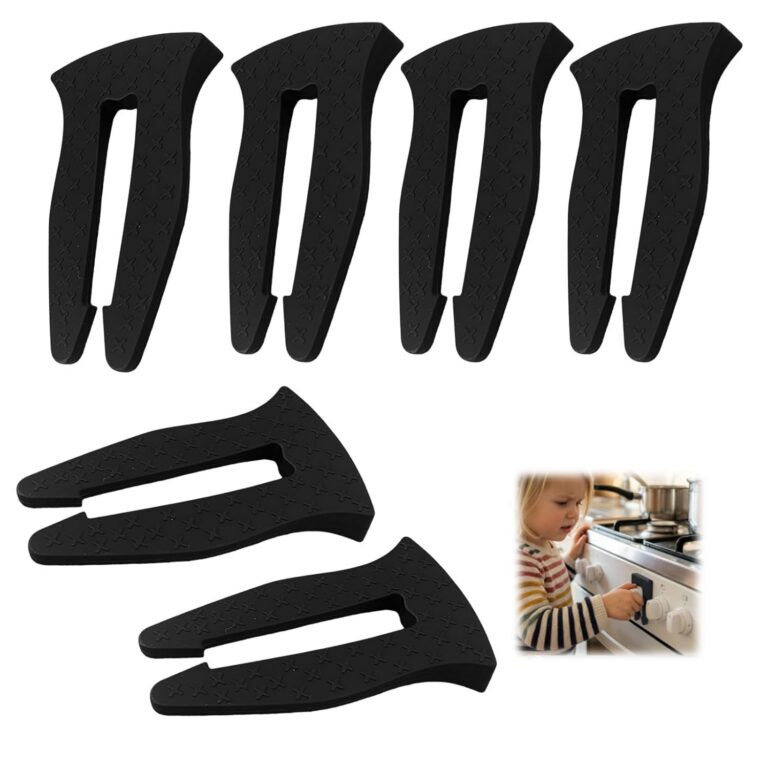 6PCS Stove Knob Covers for Child Safety, Silicone Protective gas stove knob safety covers, Durable Stove Locks Prevent Accidental, Easy to Install and Use (Black)