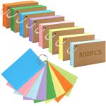 800 PCS Index Cards 3x5 Inches Colored Flash Cards with Ring, Punched Lined Flashcards Ruled Index Cards Notecards Study Cards Heavy Note Cards for Studying, Learning, School,...