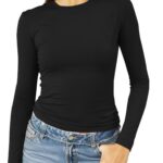 Abardsion Women's Casual Basic Going Out Crop Tops Slim Fit Short Sleeve Crew Neck Tight T Shirts 2025