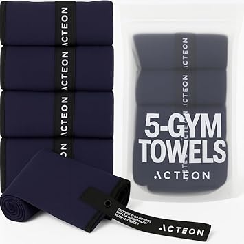 Acteon Microfiber Quick Dry Gym Towel, Silver ION Odor-Free Mega Absorbent Fiber, Fast Drying, Men & Women Workout Towels for Body Sweat, Beach Camping, Travel