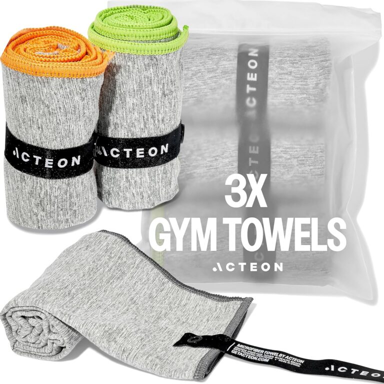 Acteon New Microfiber Quick Dry Gym Towel, Silver ION Odor-Free Mega Absorbent Fiber, Fast Drying, Men & Women Small Workout Gear for Body Sweat, Beach, Working Out, Camping,...
