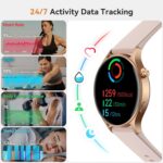 aeac Smart Watch for Women, AMOLED Ultra-Clear Screen Activity Trackers with Heart Rate/Sleep/SpO2 Monitor, Waterproof Fitness Smartwatch for iPhone/Samsung/Android（Rose Gold）