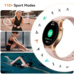 aeac Smart Watch for Women, AMOLED Ultra-Clear Screen Activity Trackers with Heart Rate/Sleep/SpO2 Monitor, Waterproof Fitness Smartwatch for iPhone/Samsung/Android（Rose Gold）