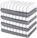 AIDEA Dish Towels-8Pack, 15”x25”, Microfiber Kitchen Towels, Super Soft and Absorbent, Multi-Purpose Kitchen Towels for Home, Kitchen-White/Grey