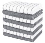 AIDEA Microfiber Dishcloth Kitchen Towels 12”x12”, Super Soft and Absorbent-8 Pack, Multi-Purpose Dish Towels for Home, Kitchen-Grey/White