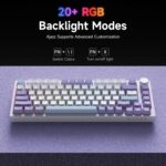 Ajazz AK820 75% Wired Gasket Mechanical Gaming Keyboard with Volume Knob - South Facing LED - PBT Keycaps - Programmable RGB Hot Swap Keyboard (AK820 Purple White Blue)