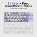 Ajazz AK820 75% Wired Gasket Mechanical Gaming Keyboard with Volume Knob - South Facing LED - PBT Keycaps - Programmable RGB Hot Swap Keyboard (AK820 Purple White Blue)