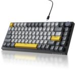 Ajazz AK820 75% Wired Gasket Mechanical Gaming Keyboard with Volume Knob - South Facing LED - PBT Keycaps - Programmable RGB Hot Swap Keyboard (AK820 Purple White Blue)