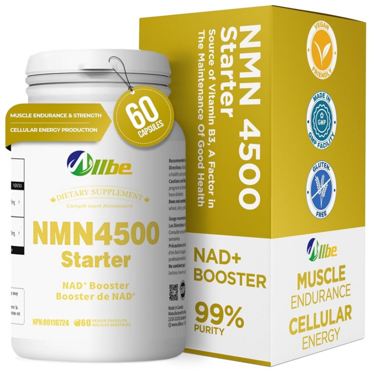 ALLBE NMN 4500 Starter 75mg Capsules – Premium NMN Supplement Canada for NAD+ Boost, Cellular Energy, Vitamin B3 Support, Healthy Aging, Metabolism, Immunity, Mitochondrial...
