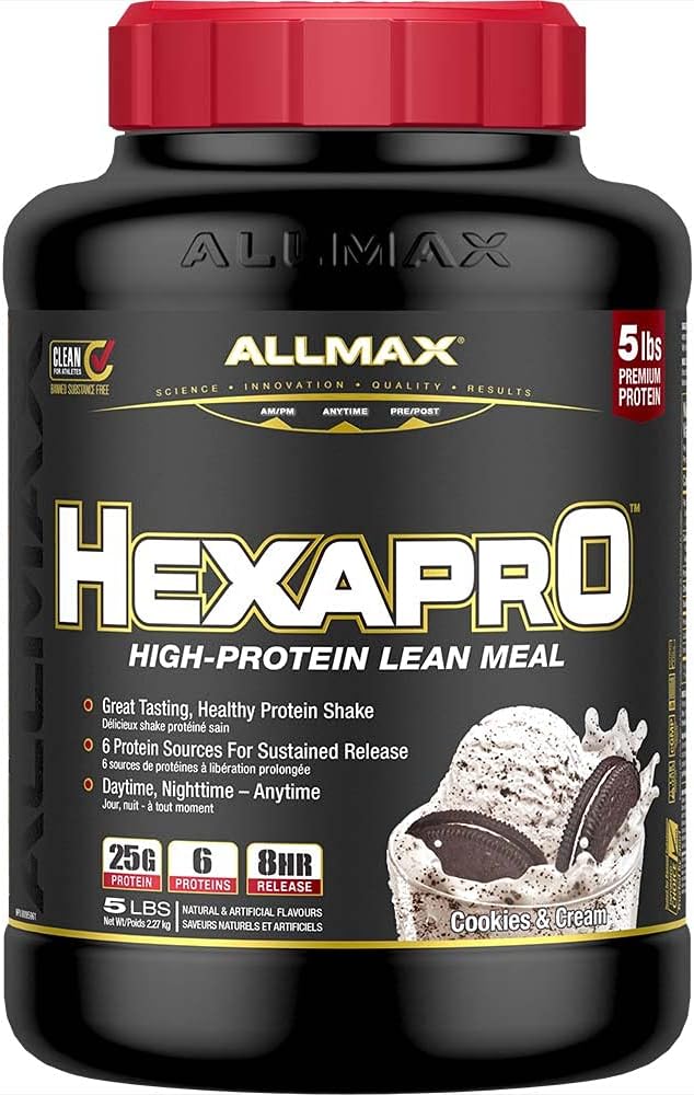 ALLMAX Nutrition - HEXAPRO - Ultra-Premium - 6 Matrices - Sustained-Release Protein Matrix - Cookies & Cream - 5 Pound