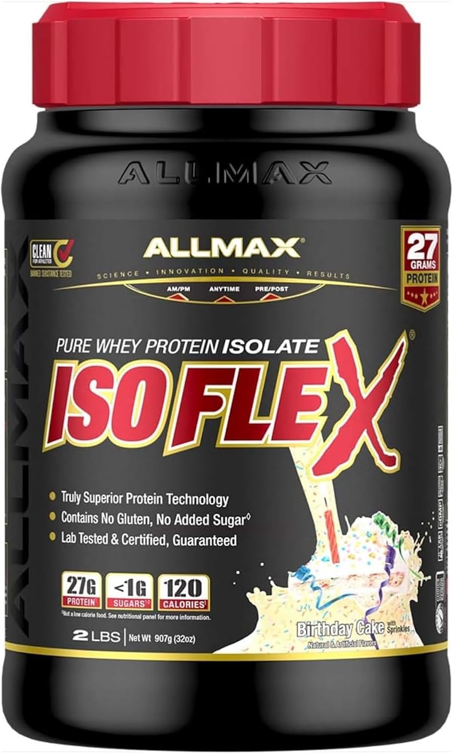 ALLMAX Nutrition - ISOFLEX - 100% Ultra-Pure Whey Protein Isolate - Birthday Cake - 2 Pound ALLMAX Nutrition - ISOFLEX - 100% Ultra-Pure Whey Protein Isolate - Birthday Cake - 2 Pound